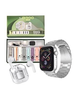 Smart Watch Touchscreen, 7 Interchangeable bands, rechargeable earbuds & charger